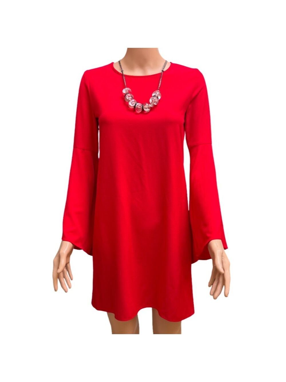 Aqua Red Bell Sleeve A-Line Mini Dress XS NWT